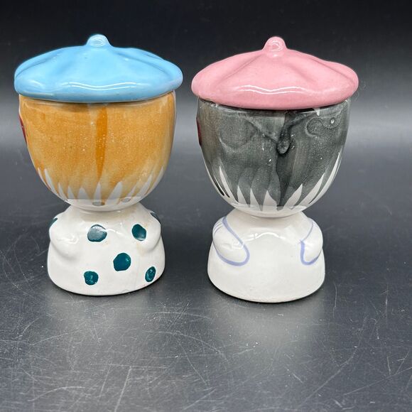 Vintage Japan Boy And Girl Egg Cups With Lids. Set Of two. - Picture 2 of 3